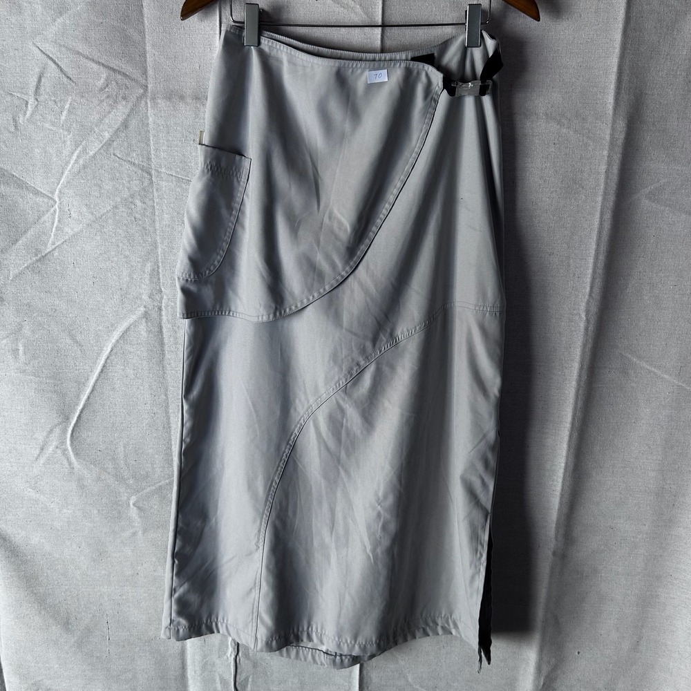 Vintage Kik Girl Y2K Gray Techwear Maxi Skirt Cargo Utility Cyber Rave Size M